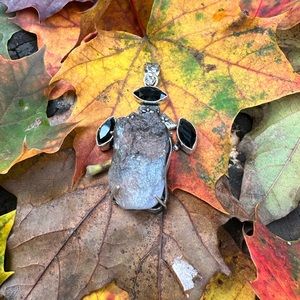 Beautiful Rough Moonstone & Black Spinel Handmade Jewelry Necklace